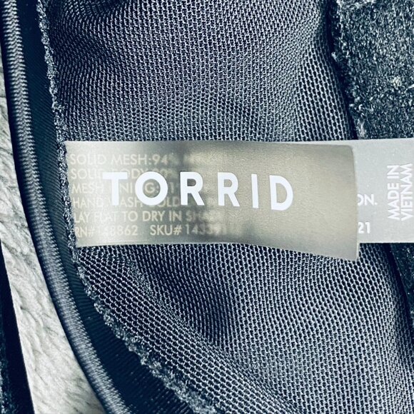 Torrid Underwire Long Mesh‎ Overlay Swim Dress With Brief 1 D/DD Deep Black - Picture 10 of 15